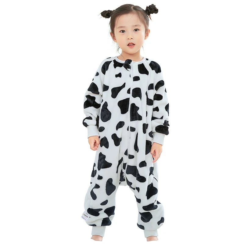 Kawaii Girls Pajamas Winter Purple Rabbit Onesie Hooded Plush Kigurumi Jumpsuit Blanket Sleeper Warm Overall Kids Nightwear Pjs