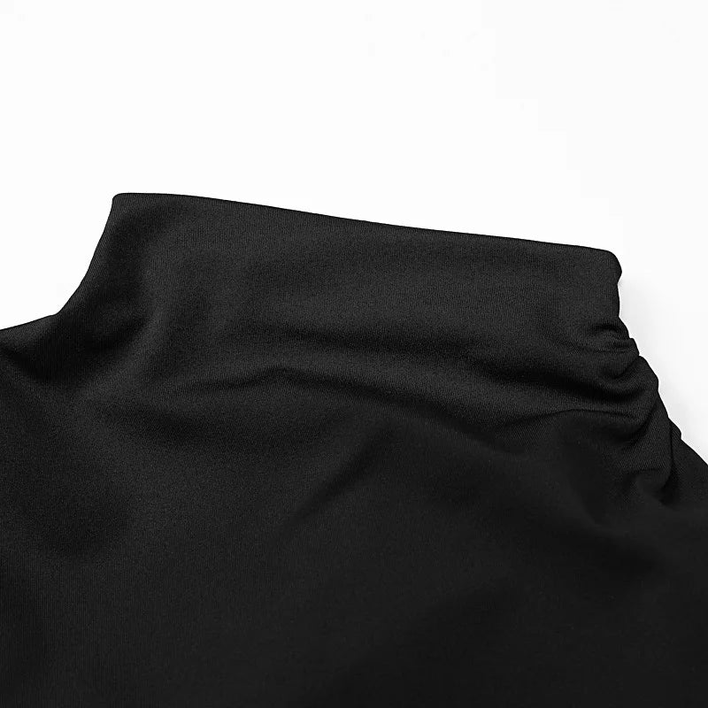 YUZHEXI elegant sleeveless ruched midi dress women commuter bodycon solid color robe black red pink split clothes summer