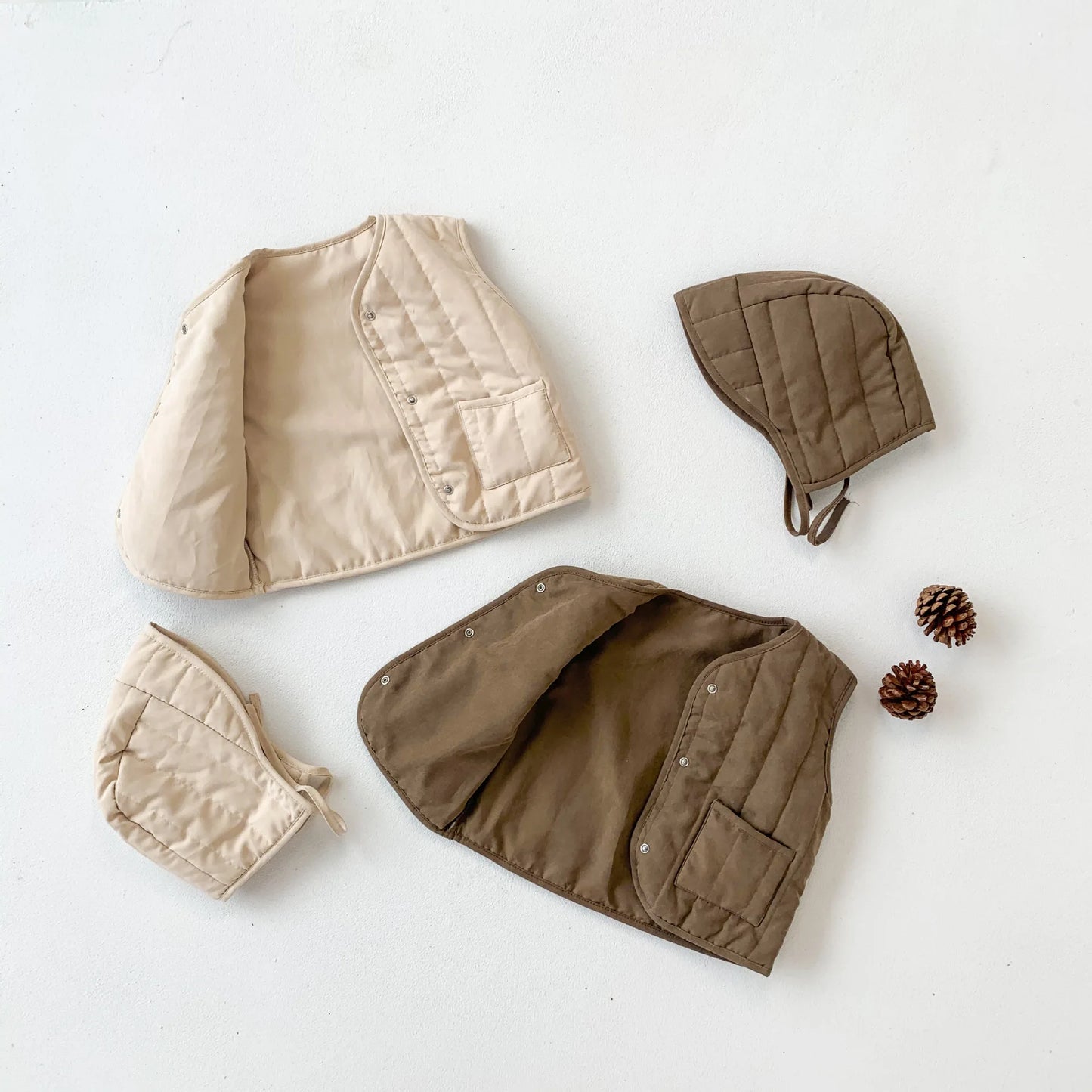 Korean Baby Vests Hat Set Fall Spring Kids Waistcoat for Girls Boys Jackets for Children Outerwear Coats Toddler Infant Clothes