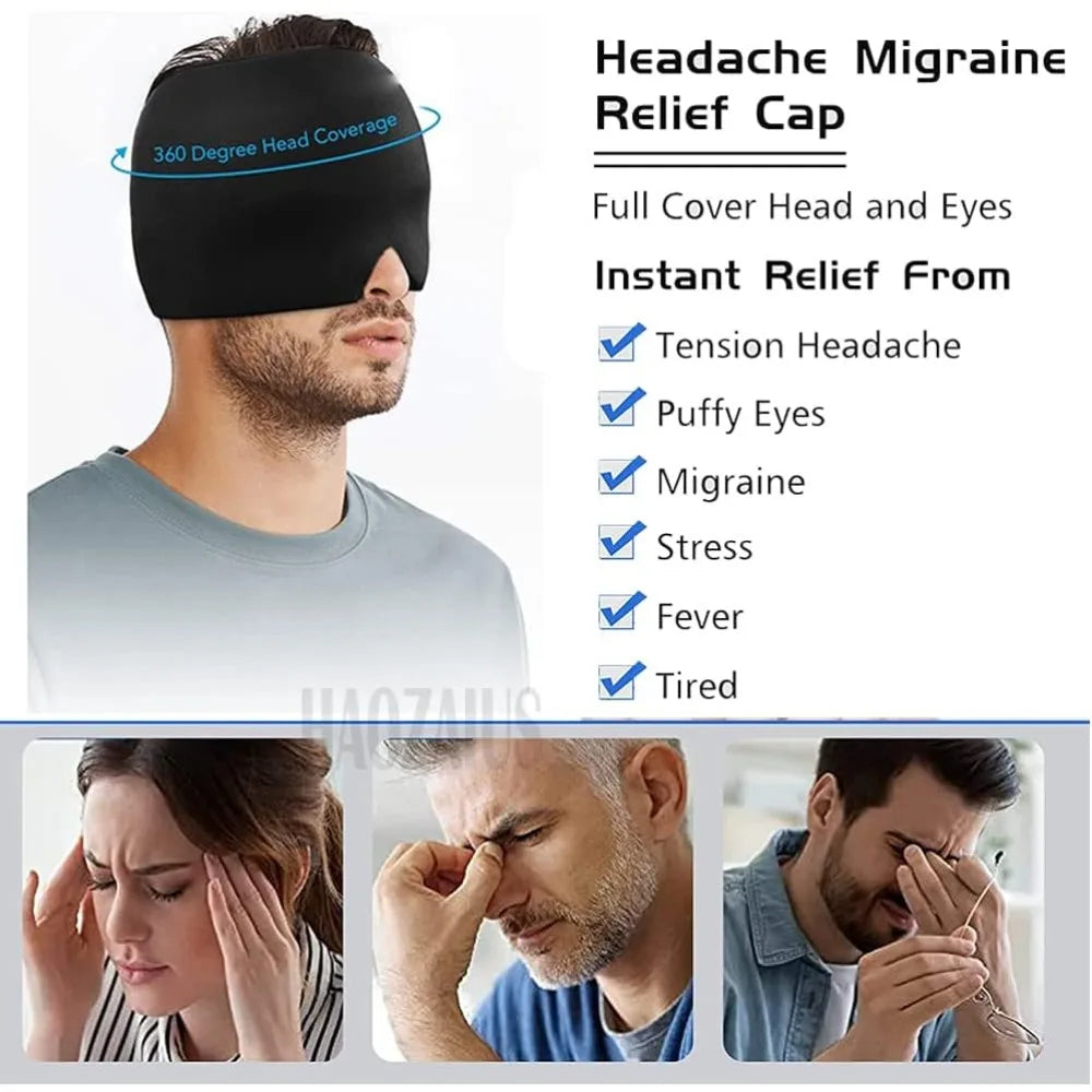 1pc Men Women Sleep Eye Mask Cooling Head Wrap for Sleeping, Micro Weighted Eyeshade Elastic Blackout Eye Cover Reusable Eye