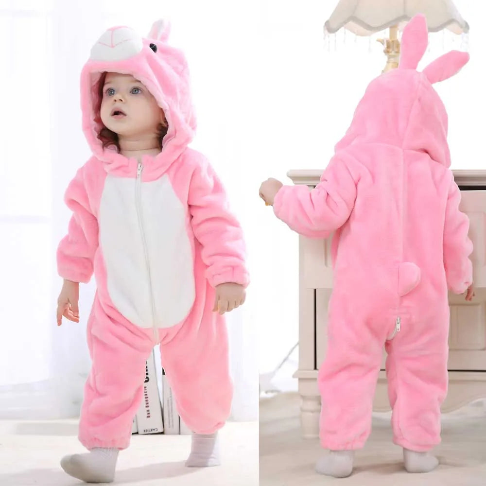 Autumn Winter Cartoon Style Winter Long Sleeve Baby Boys Girls Rompers Toddler Kids Playsuit Jumpsuits Baby Clothes Child Onesie