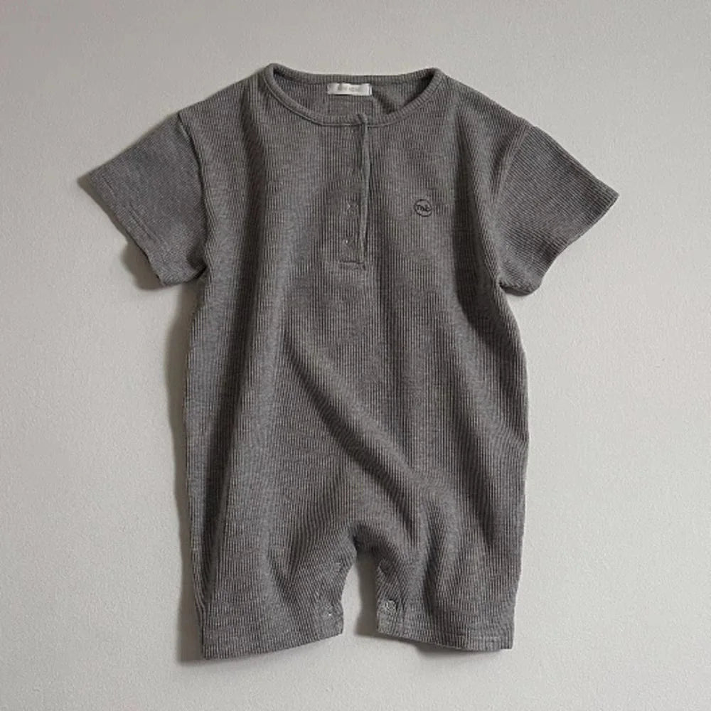 2025 Summer New Baby Short Sleeve Romper Boy Girl Newborn Solid Simple Jumpsuit Cotton Infant Toddler Casual Clothes 0-24M