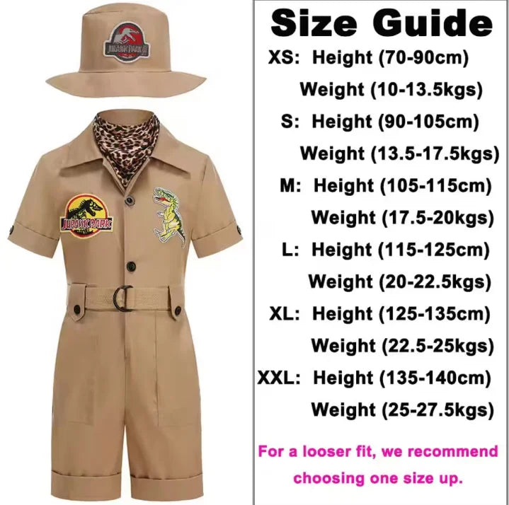 Halloween  African Wildlife Explorer Jumpsuit Dinosaur Animal Manager Jurassic Park Safari Performance Costume Safari Guide