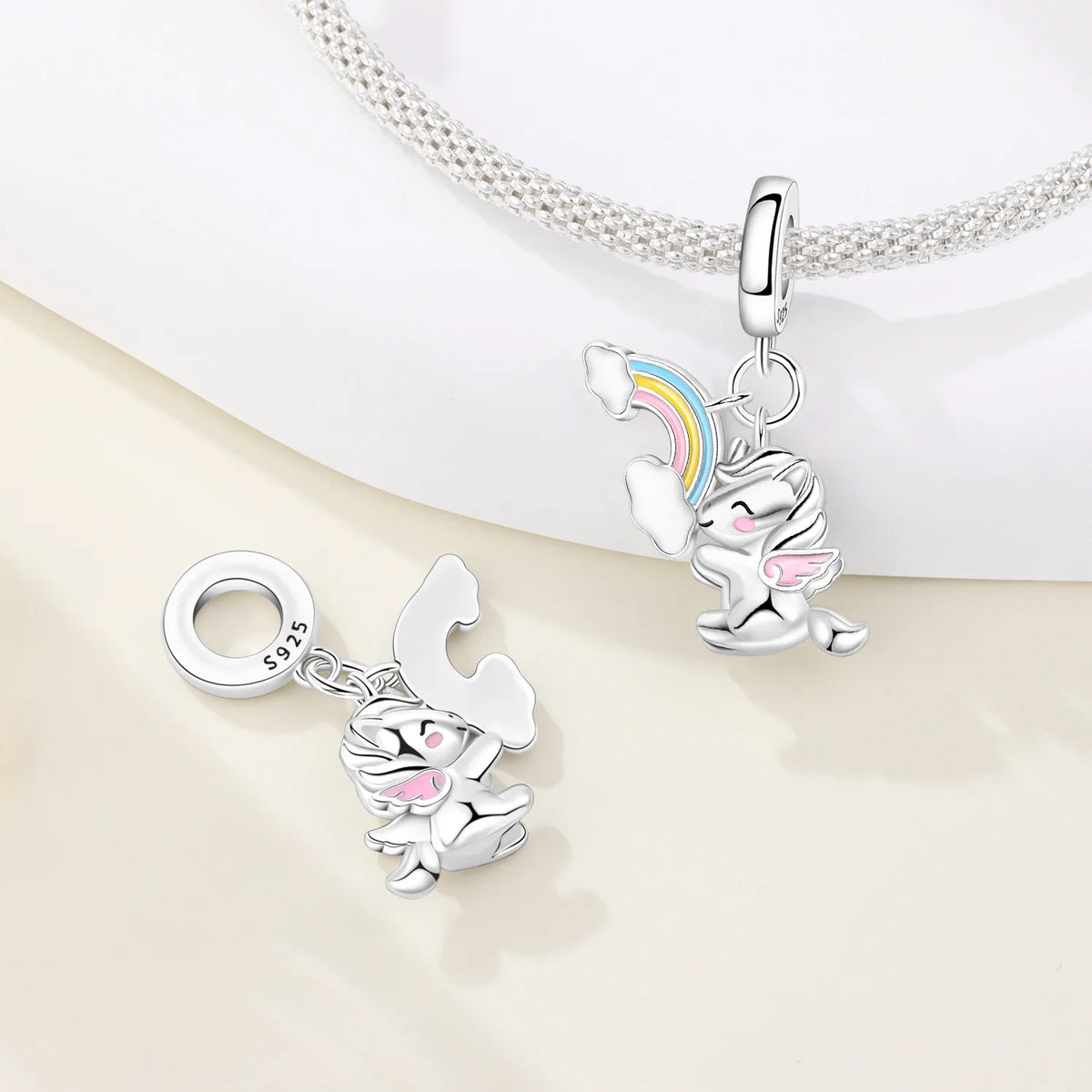 925 Sterling Silver Two-tone Symmetrical Angel Wing Pendant Necklace for Women Lucky Symbol Original Jewelry Party Couple Gift