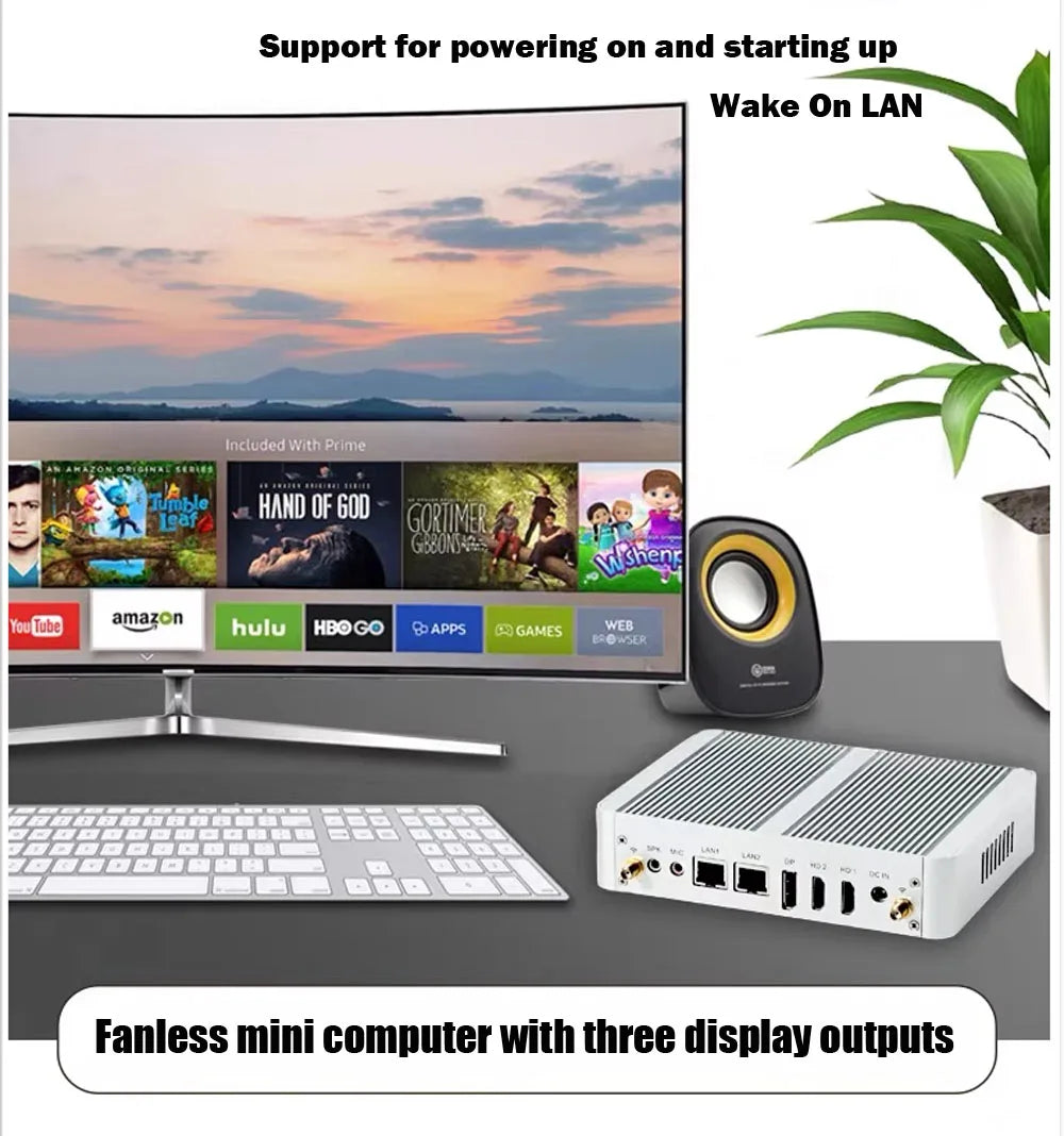 N100 N95 Intel Alder Lake-N Quad Core Fanless Mini PC 3xDisplay 2xHD 1XDP 2xLAN Windows 11 Desktop Office Computer Nuc 16G DDR4