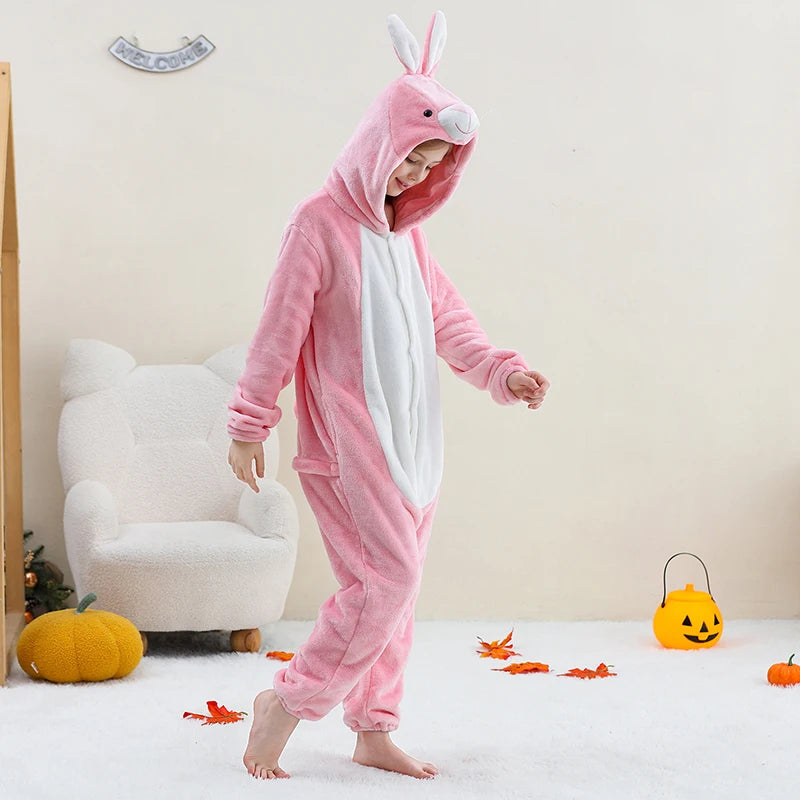MICHLEY Christmas Capybara Flannel Blanket Sleepers Onesie Hooded Children Costume Clothes Jumpsuit Sleepwear For Boys Girls