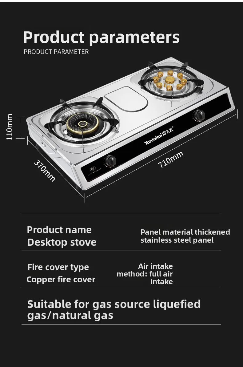 Double Burner Gas Stove Household Desktop LPG Natural Gas Energy Saving Old Style Stove abc
