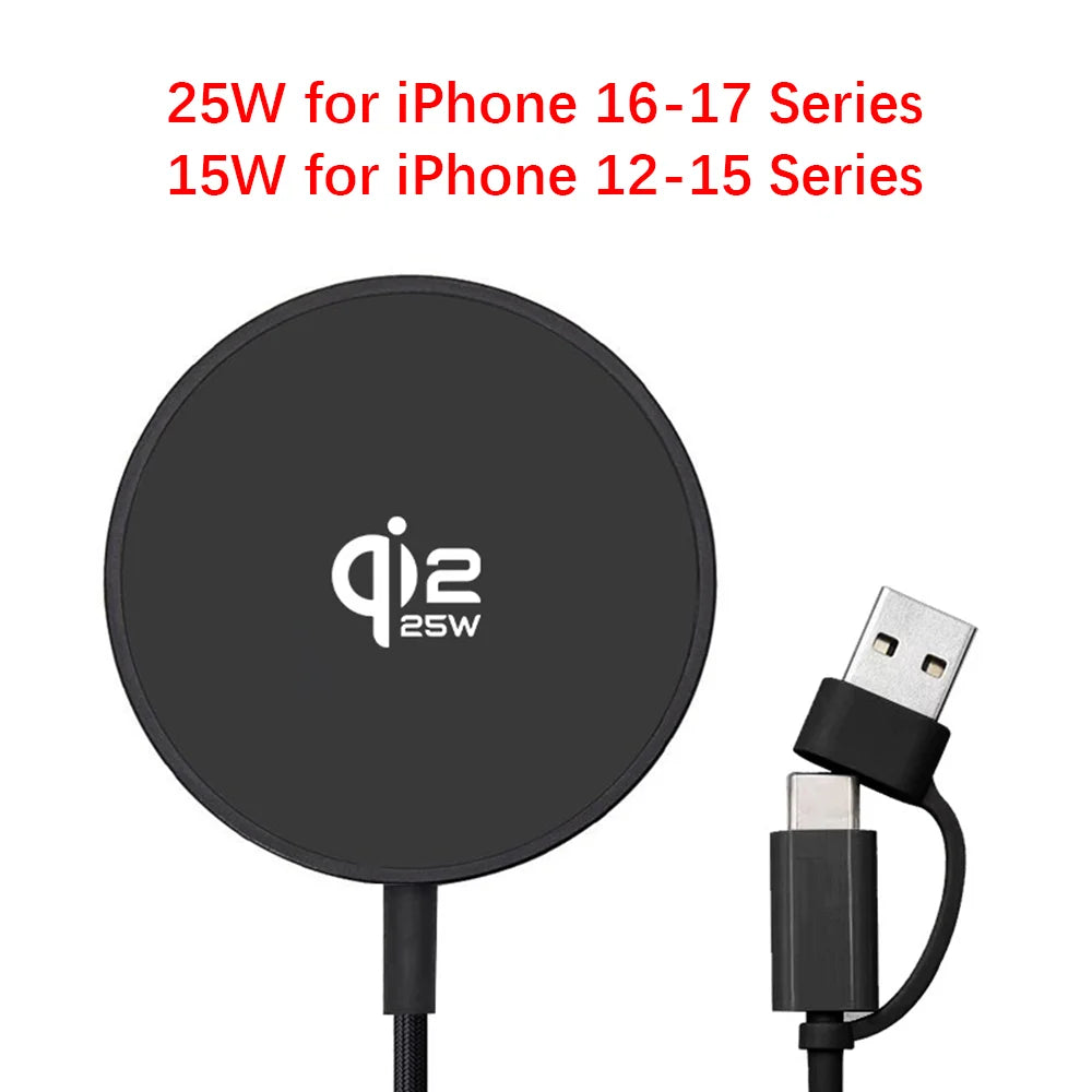 Qi2.2 25W Wireless Charger Magnetic Wireless Charging Station for IPhone 17 16 15 14 13 12 Pro Max Airpods with Type-C Cable