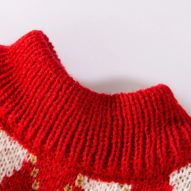 Winter Dog Knit Sweater Soft Dog Clothes Cute Plaid Puppy Sweater Cherry Print Cat Pullovers Pet Warm Turtleneck Poodle Apparel