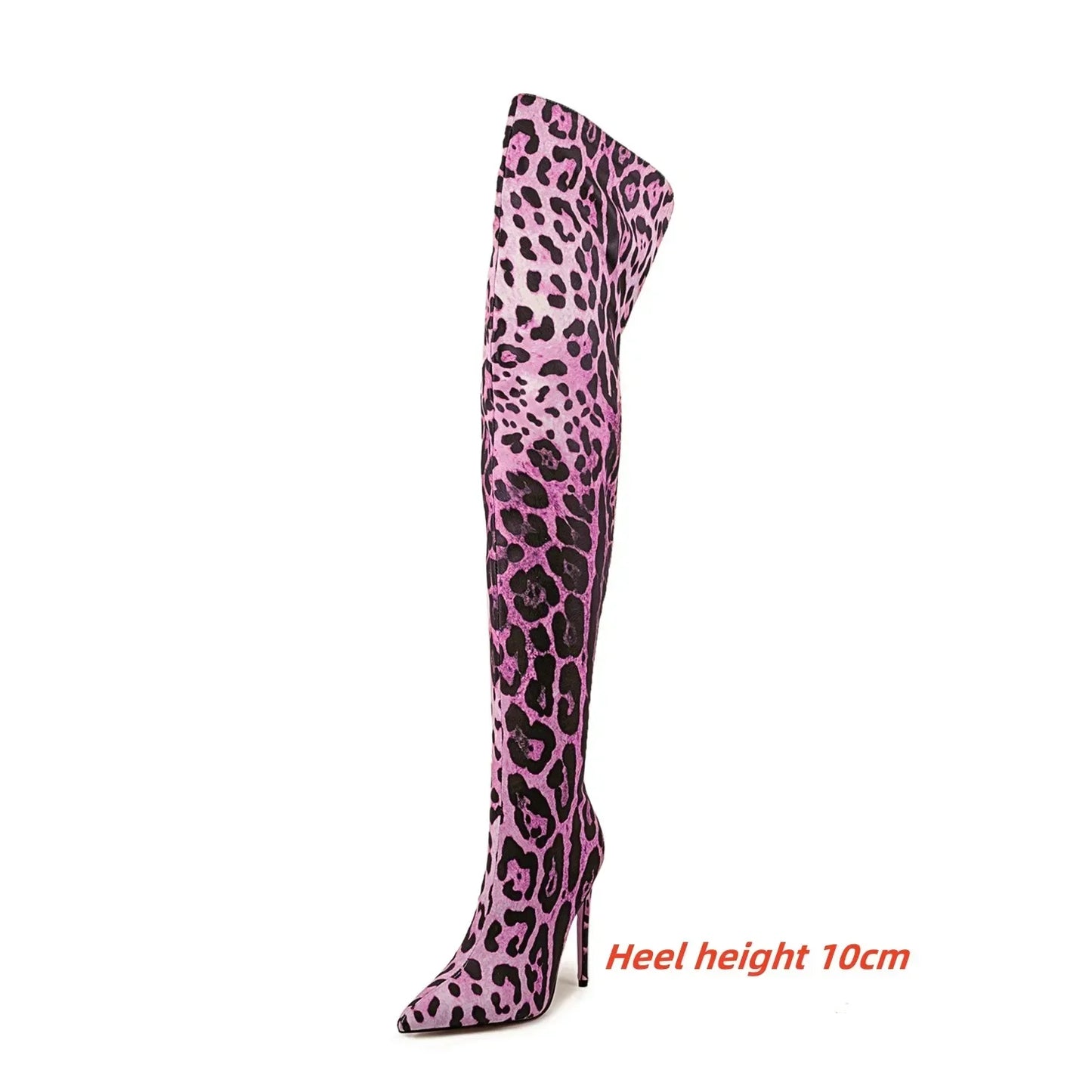 2024 Women's Euro-American Zebra Print Over-the-Knee Boots - Paneled Pointed-Toe Back-Zipper Stiletto, Plus Size Fashion Chic