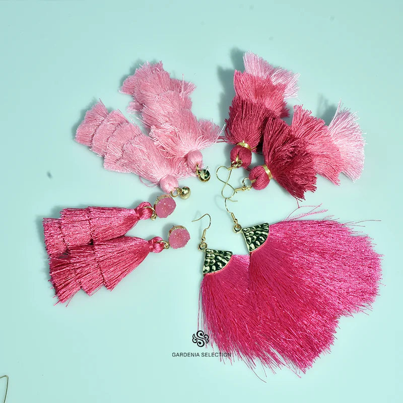 Bohemian Pink Geometric Earrings Women Summer Vacation Fashion Jewelry Classic Pendant