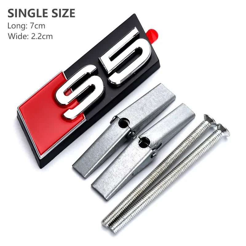 3d ABS Chrome Black Logo S3 S4 S5 S6 S7 S8 Emblem Honeycomb Car Front Grille Bdage For Audi S 3 4 5 6 7 8 Accessories