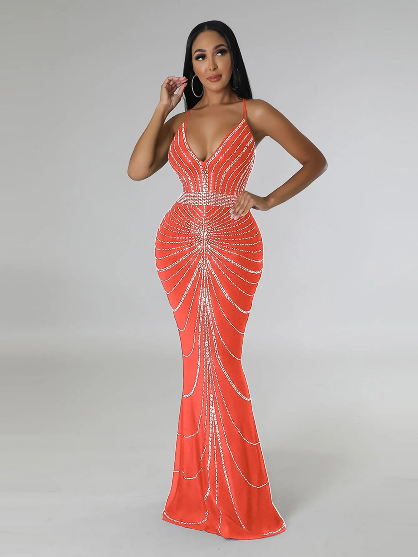 Sparkling Solid Color Hot Diamond Sheer Mesh Long Skirt, Elegant and Luxurious Spring Women's Cocktail Dress, Celebrity Clothing