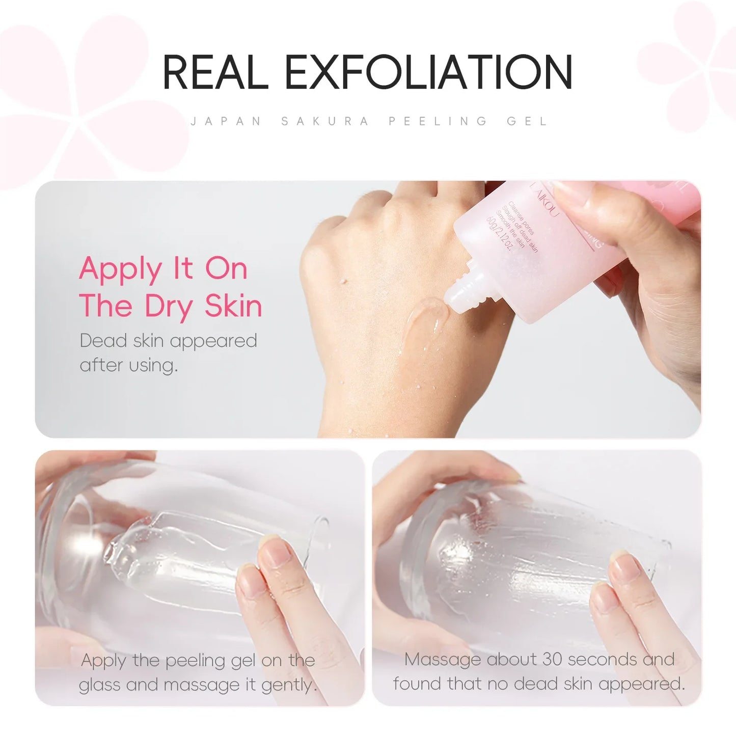 LAIKOU Sakura Face Peeling Gel Facial Exfoliation Cleans Pores Moisturizing Oil Control  Facial Scrub Skin Care 60g