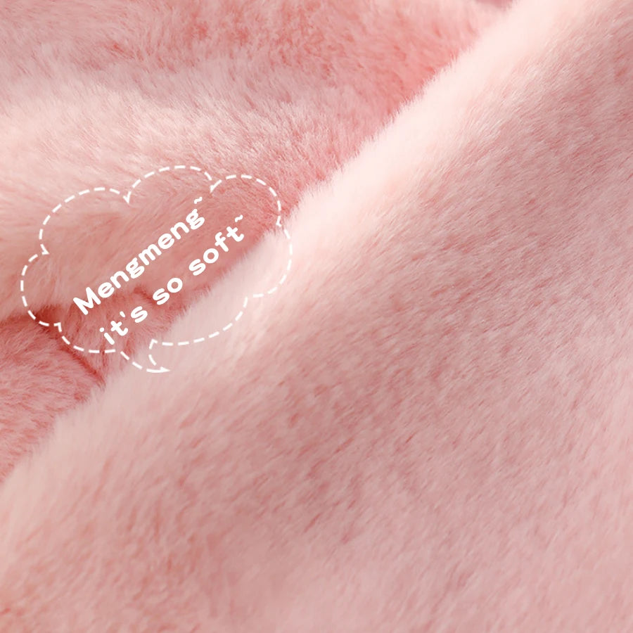 Girls Winter Warm Scarfs Thick Plush Cross Children's Scarf Baby Bib Cute Cartoon Rabbit Faux Fur Cross Neckerchief Protection S