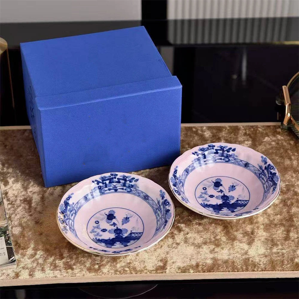 Ceramic Tableware Bowl Household Oatmeal Salah Bowl Kitchen Supplies 2 Combination 15cm Gift Box Beige Curry Yellow Green Pink