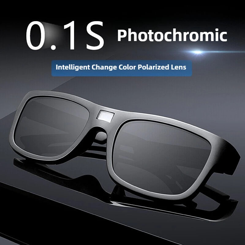 New Technology 0.1s Intelligent Change Color Polarized Sunglasses for Men, LCD Computer Chip Photochromic Sunglasses Anti-UV 400
