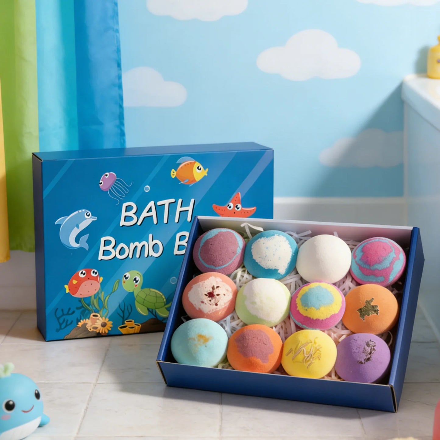 Kid Bath Bombs Inside Hidden Surprise Gentle Cleanse Colorful Rich Bubble Funny Relaxing Kid Bath Toys Children Shower Gift Set