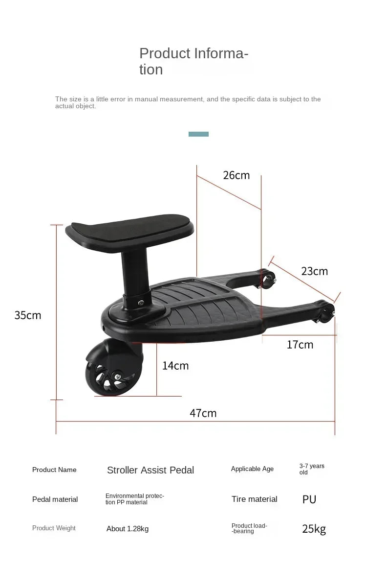 Universal Baby Stroller Accessories Strollers Step Board Adapter with Seat Twins Scooter Baby Accessories Baby Pram Hitchhiker