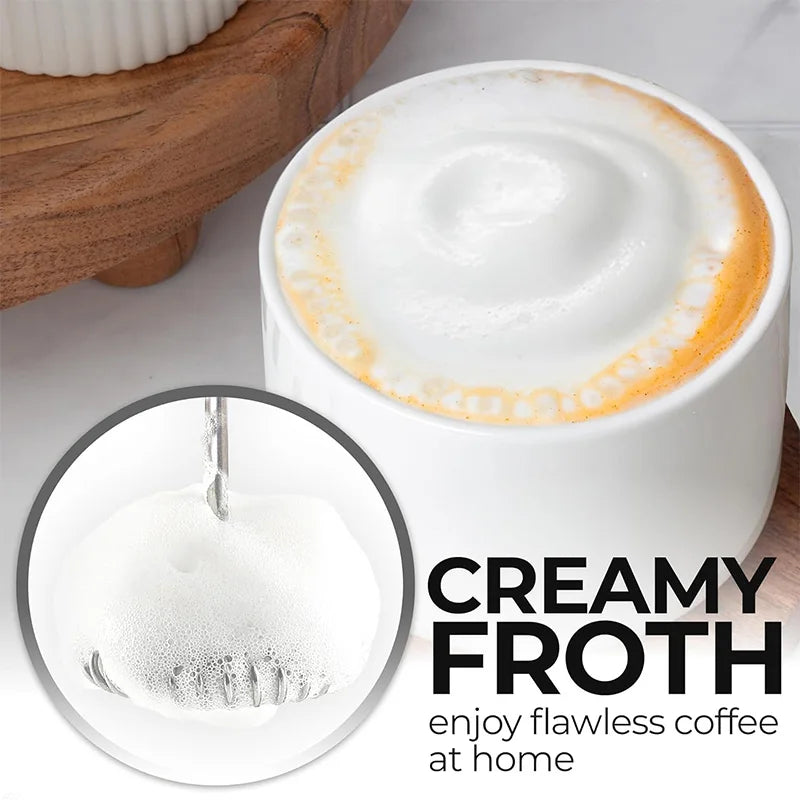 Electric Milk Frother USB Rechargeable Handheld 3 Speeds Coffee Foam Maker Cappuccino Frothing Wand Mixer for Kitchen Cafe Use