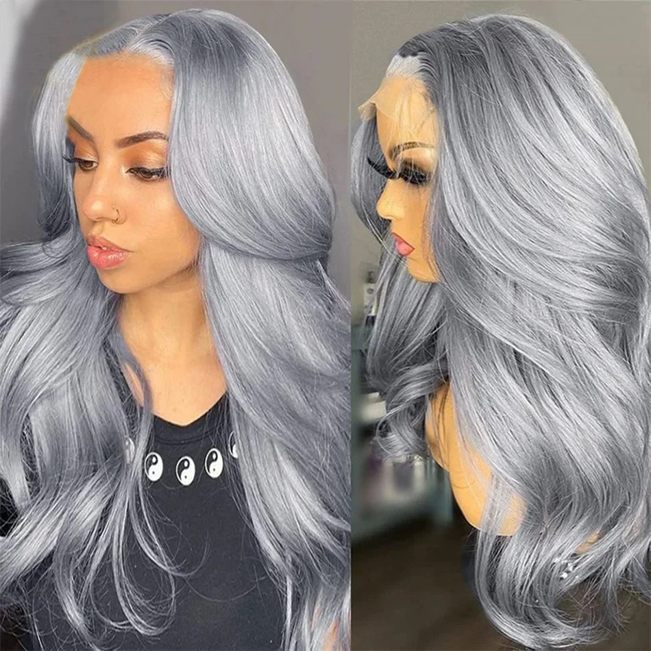 36 Inches Silver Grey Body Wave 13x4 Lace Front Wigs 613 HD Lace Frontal Wig 13x6 Colored Body Wave Human Hair Wigs For Women