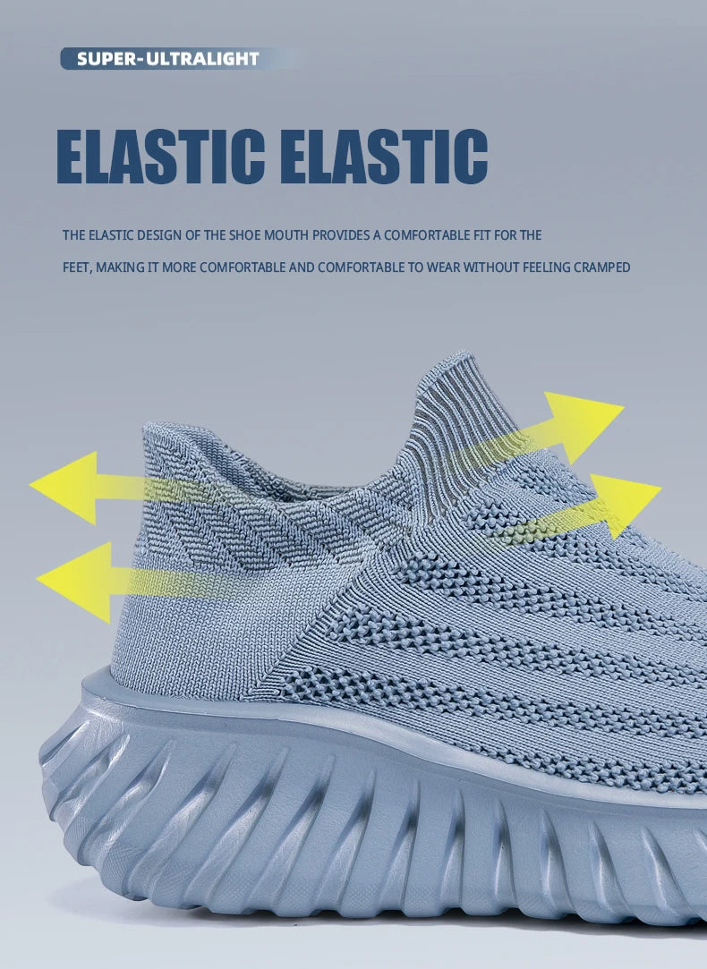 Men's Slip On Casual Sport Shoes Comfortable Knitted Fabric Non-Slip EVA Sole Soft Walking Shoes Women's Sneakers Unsiex Loafers