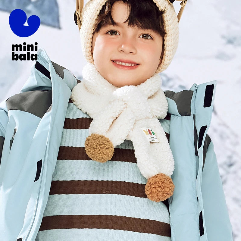 Mini Bala Skin-Friendly Scarf for Boys and Girls New in Winter Warm Cold-Protected Scarf for Babies for Outing Furry