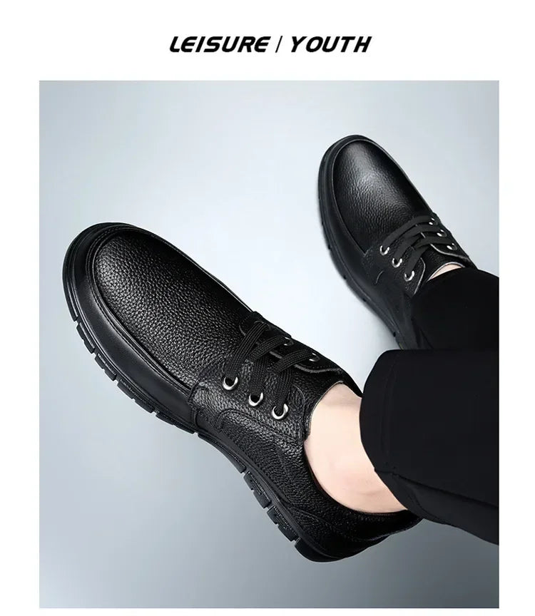 2025 Kitchen King Men's Shoes Anti-Slip Waterproof Oil-Resistant Durable Casual Leather Work Shoes For Chefs Perfect For Spring