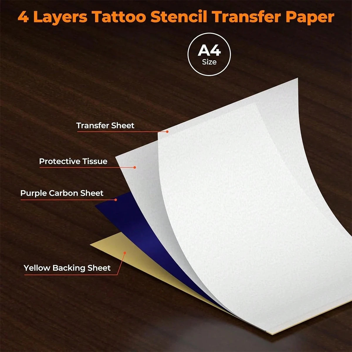 200/100/50/10 tattoo transfer paper, A4 size template paper, 4-layer transfer template, set consumables