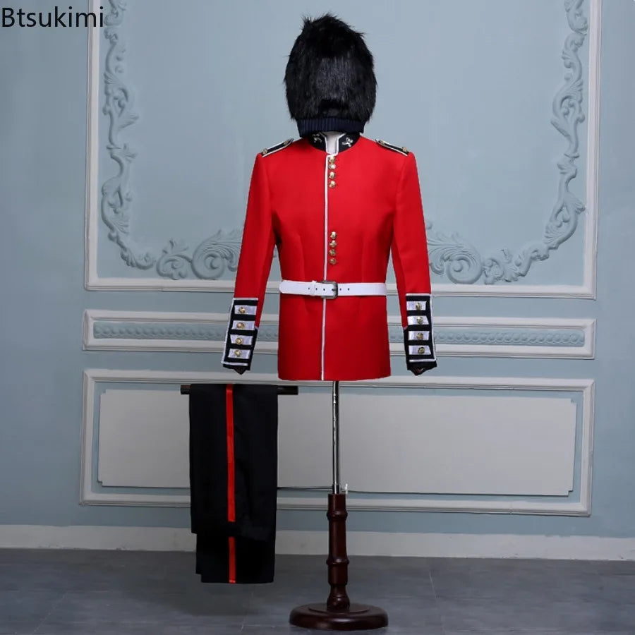 Halloween Clothes for Men British Royal Guard Uniform Cosplay Costumes Tunic Jacket Guards Outfit Party Performance 2-piece Sets