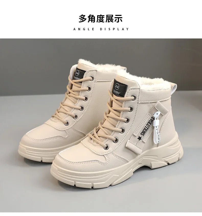 2025 New Winter Thick-soled Women Sneakers Warm Plus Velvet Cotton Shoes Large Size 42 Height-increasing Platform Women's Shoes