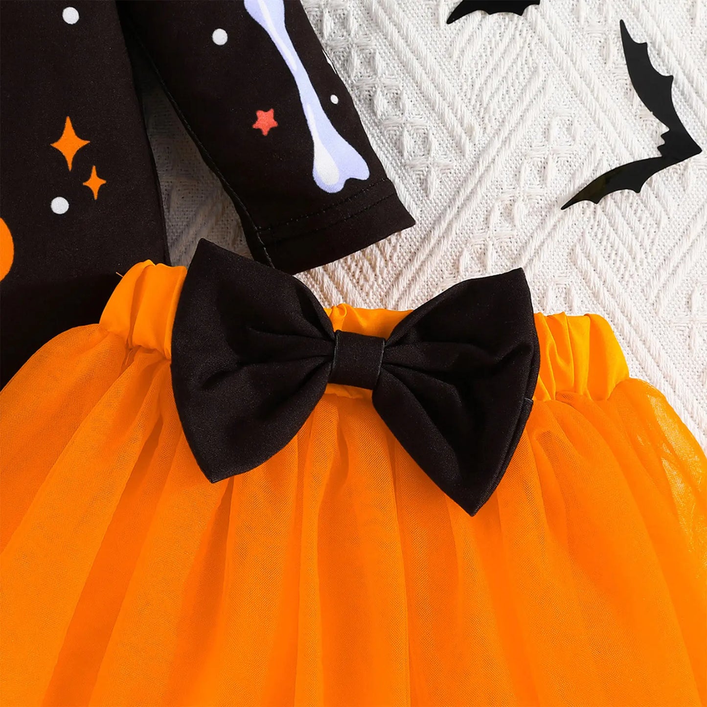 Infant Girls Halloween Theme Party Carnival Pumpkin Ghost Skeleton Cosplay Costume Skull Pumpkin Face Apparition Print Romper