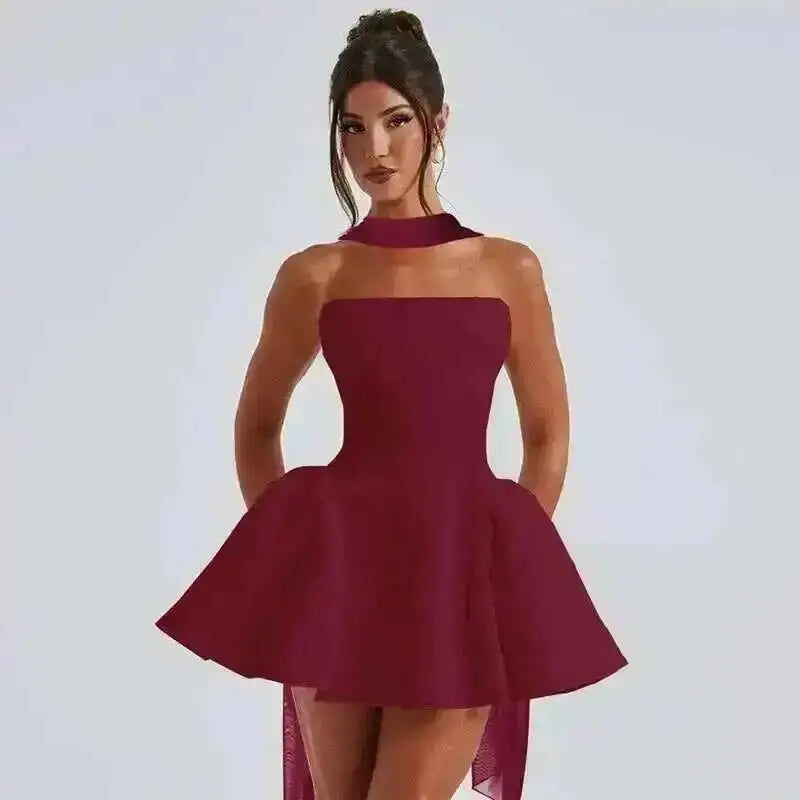 Avrilyaan Off Shoulder Backless Sexy A-line Dress Women 2025 Elegant Party Dress Strapless Bodycon Mini Summer Dress Vestidos