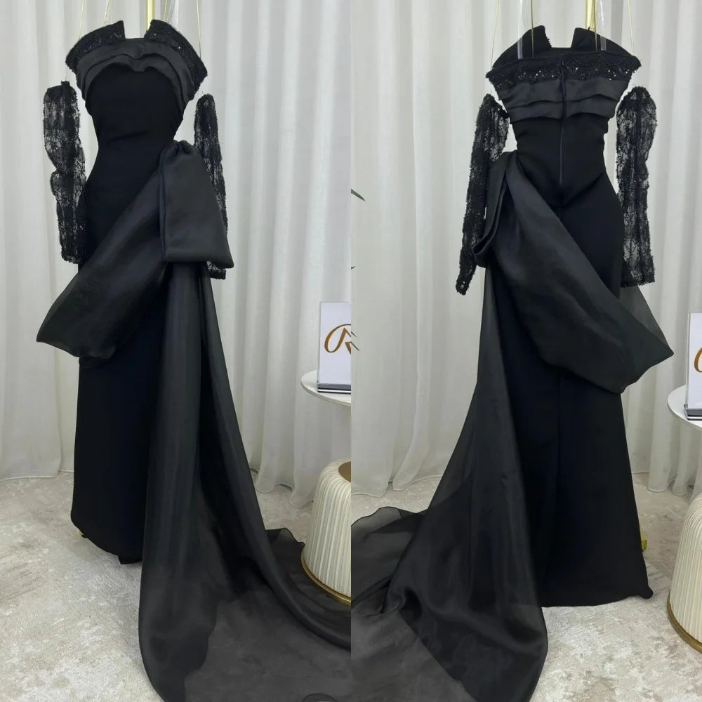 Customized Formal Retro Jersey Pleat Sequined A-line Strapless Long Dresses Bespoke Occasion Classic Sexy