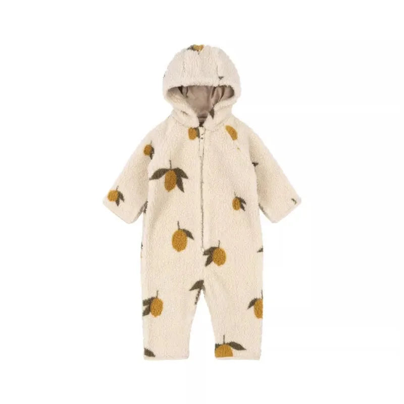 Baby Boy Girl Lamb Wool Hooded Jumpsuit Infant Toddler Child Warm Outfit Long Sleeve Spring Autumn Winter Baby Clothes 0-2Y