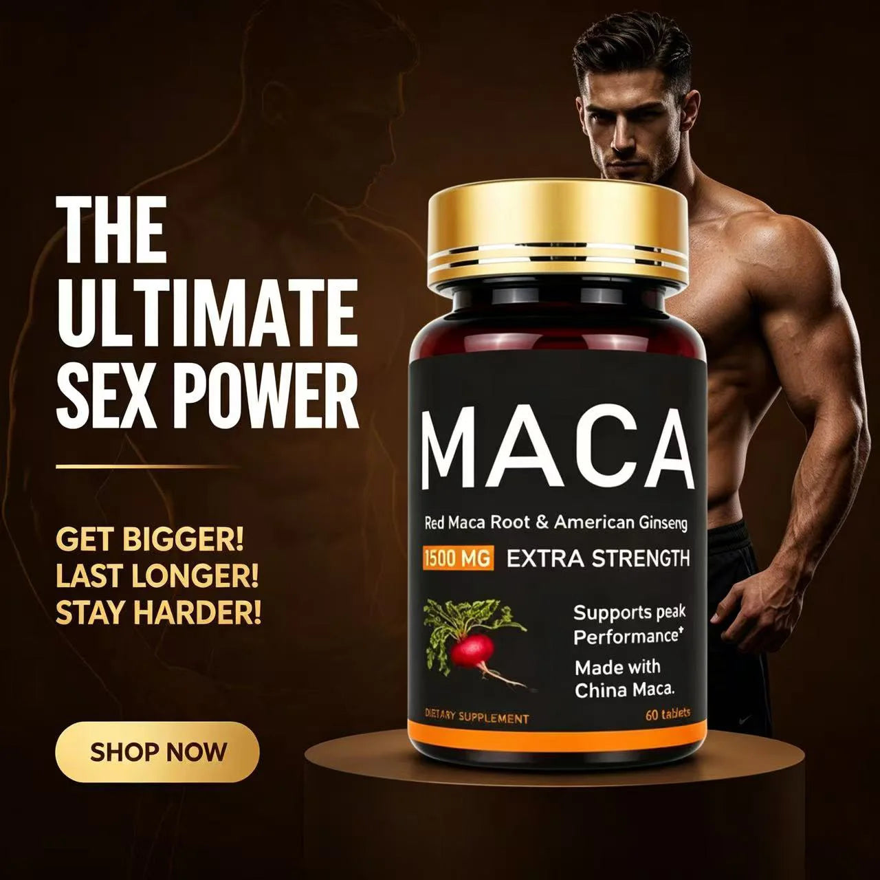 Premium Oyster, Maca & Ginseng Formula，Natural Male Performance Support | Male Enhancing for Stamina, Endurance & Muscle Growt