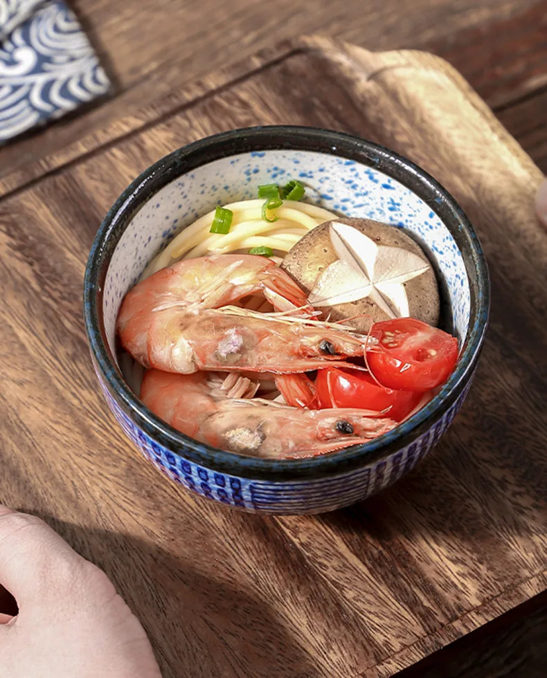 Japanese Ceramic Bowl Creative Sea Ripples Rice Bowls Restaurant Home Dessert Snacks Plate Home Kitchen Supplies Tableware