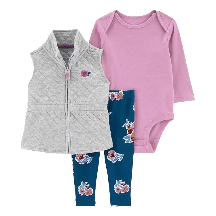 3-piece Suit Summer Baby Clothes Sets Baby Short Sleeve Shorts Cover Clothes Cute Girls Bebe Children Cotton 100% Clothing 6-24M