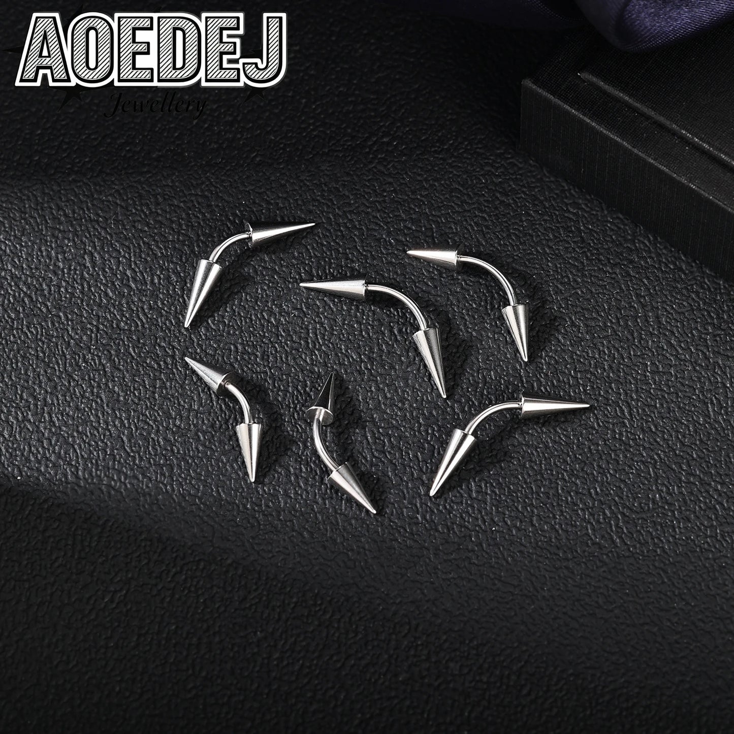 AOEDEJ 14/16/18G 1-10pcs/lot Stainless Steel Eyebrow Piercings Spike Eyebrow Rings Curved Barbell Bridge Piercing Jewelry 6-14MM