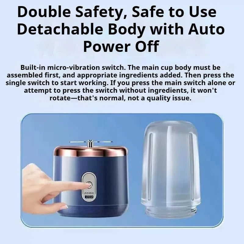 Electric Juicer Portable Small Fruit Juicing Cup USB Charging Outdoor Travel Electric Juicer 400ml Home Kitchen Milkshake Mixer