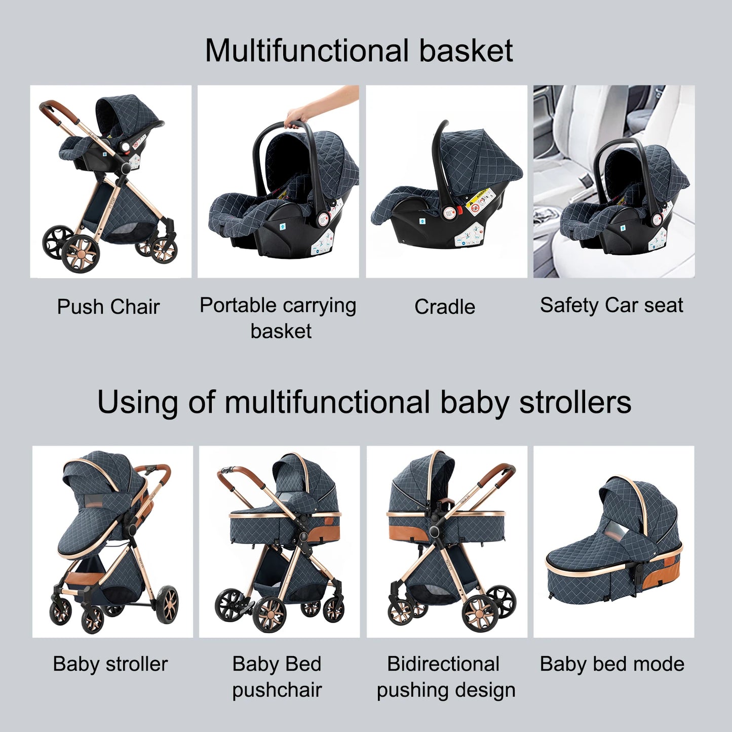 Baby Cars Stroller 3 in 1 Baby Stroller Baby Carriage lightweight baby strollers for baby travel system Baby car seat newborns