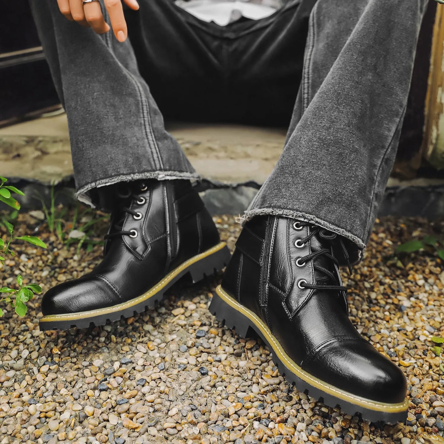 size 38-48 motorcycle boots men footwear man designer shoes ankle boots botines botas moto hombre botas casuales