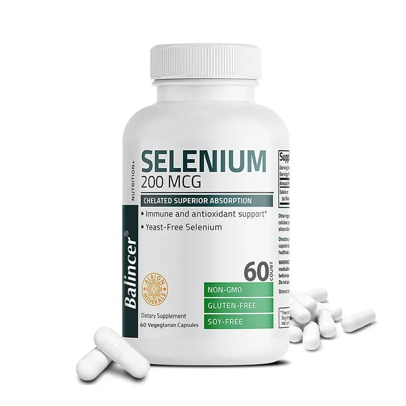 Organic Selenium Capsules - Vitamin D for Heart, Bone, Metabolism & Immune Health, Improves Brain Function, High Absorption