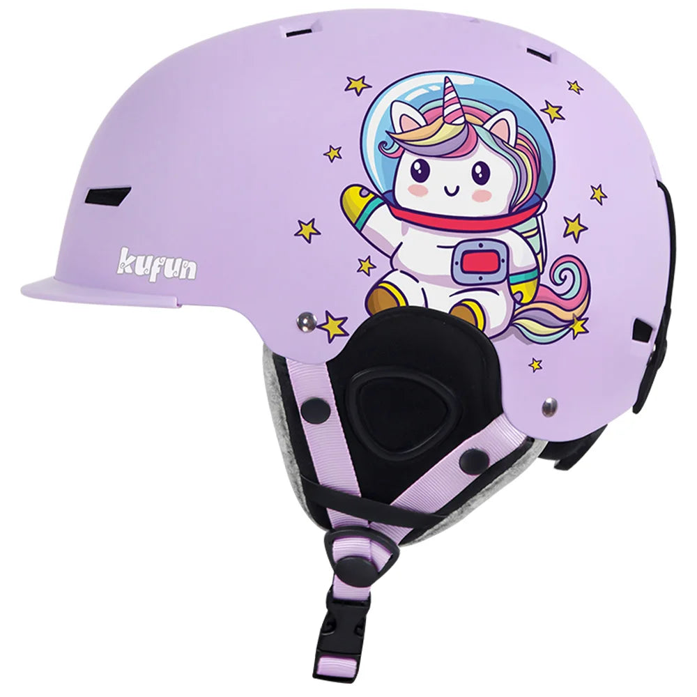KUFUN Ski Helmet Earmuffs Winter Snow Sports Snowboard Skateboard Skating Cute Animal Lady Men Adult Kids Winter Safety Children