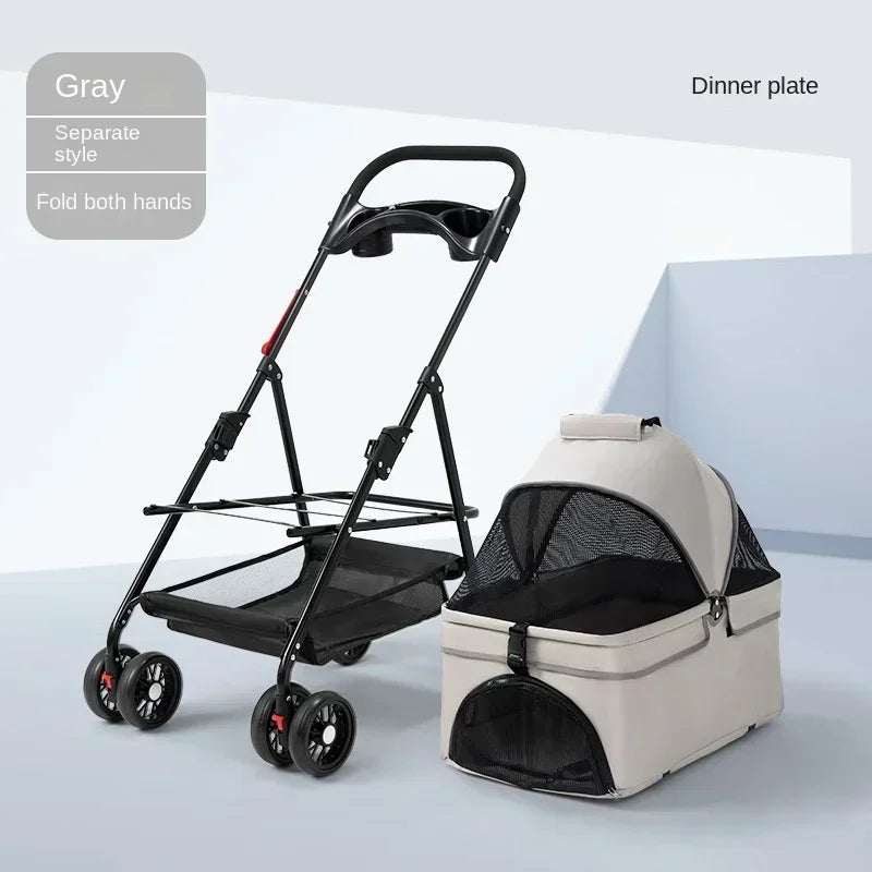 Pet Cart, Dog, Cat, Teddy Baby Stroller, Small Pet Cart, Lightweight and Foldable for Outdoor Travel