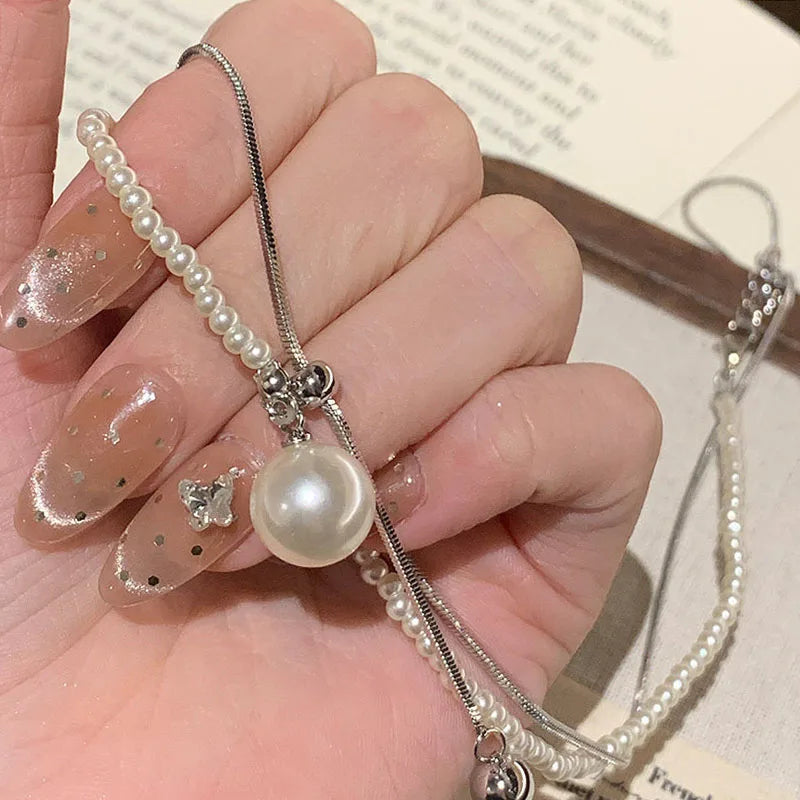 Chic Pearl Lariat Necklace Gold Chain Adjustable Minimalist Sweater Chain Jewelry for Women Statement Neck Jewelry Accessory New