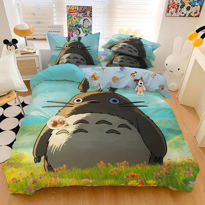 3D Exquisite Cartoon Print Duvet Cover My Neighbor T-Totoro Bedding Set Comforter Bed Youth Home Decor Kids Boys Girls Gift