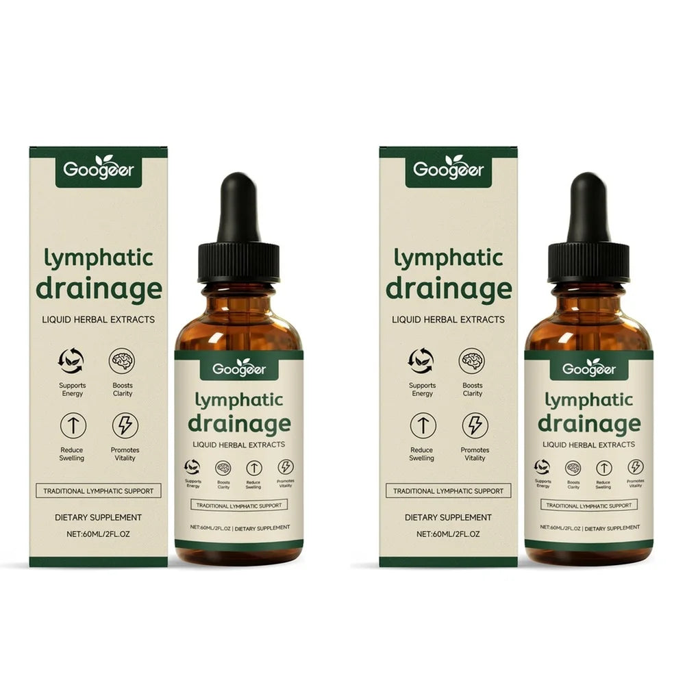 Googeer Lymphatic Drainage Drops for Bloat Relief & De-Puff, Lymph Node Detox Cleanse, Fluid Retention, Alcohol-Free 60 Servings