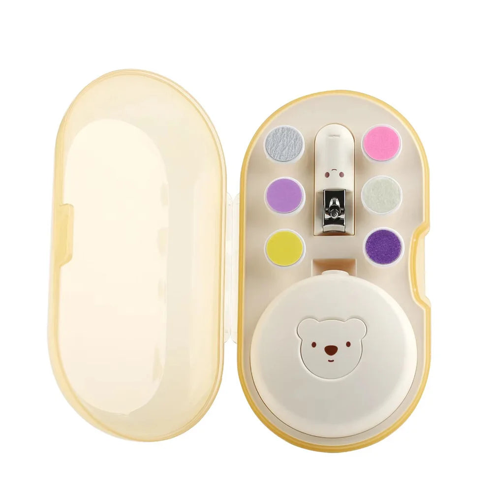 Children's Electric Nail Grinder & Clippers for Baby Mute Trimmer with Bear Pattern Nail Polisher Tool Baby Care Manicure Set