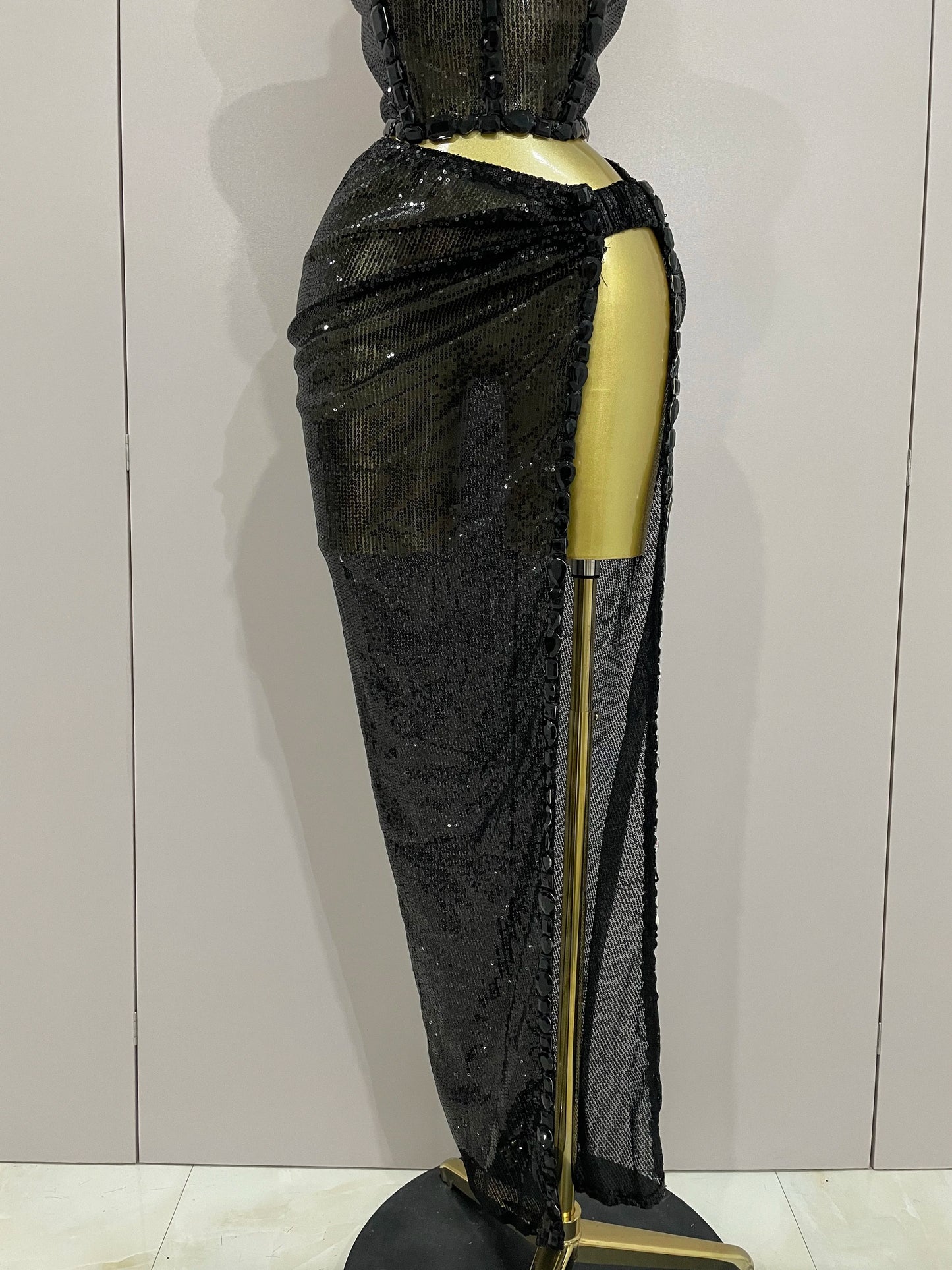 Sexy Luxury Shiny Diamond Sequins Cocktail Dress 2Pcs Set 2025New Women Evening Celebrate Birthday Party Nightclub Stage costume